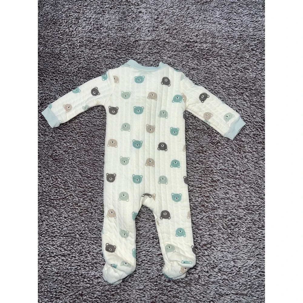 Dream Girl Baby 3-6M Quilted Bear Print Footed Sleeper Pajamas Zip One Piece